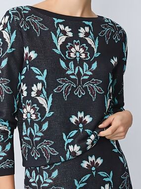 Ann Taylor Floral Jacquard Boatneck Sweater Size M
